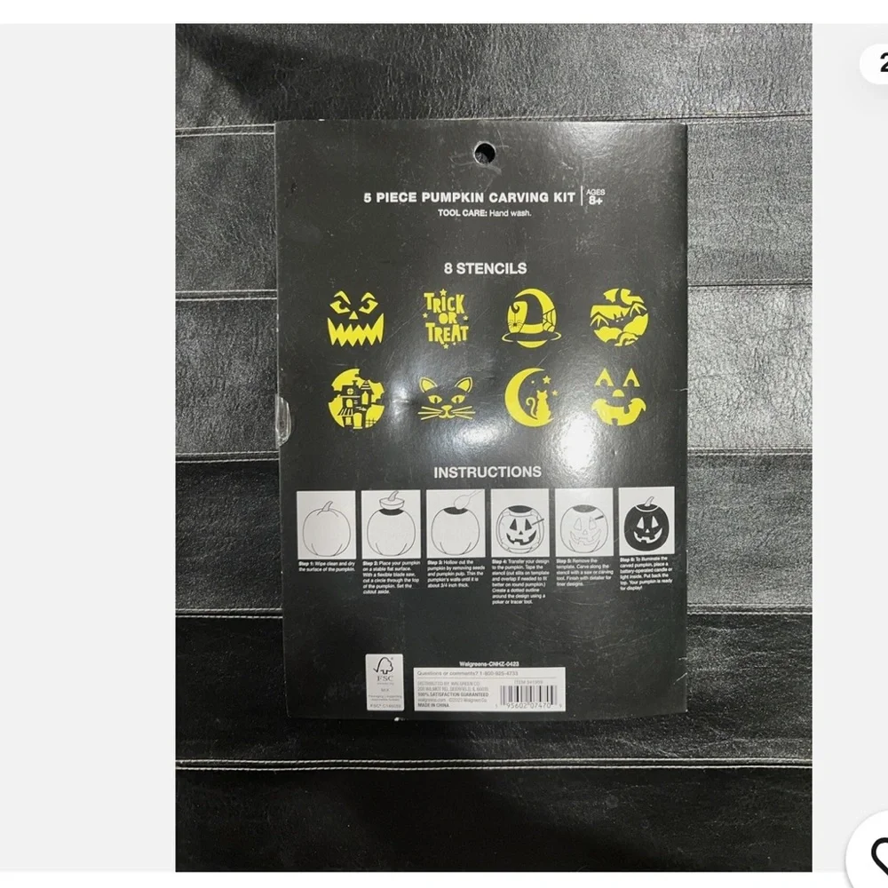 🆕5-Piece Pumpkin Carving Kit  with 8 Stencils